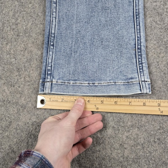 Spanx Kick Flare Jeans Womens Small Blue Denim Pull On Wide Leg Cropped - Picture 15 of 16